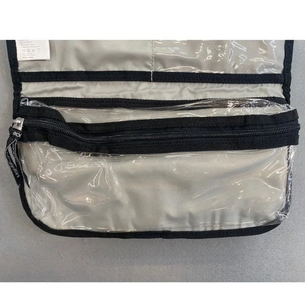 Baggallini Black Nylon Hanging Tri Fold Toiletry‎ Organizer Travel Bag Hook